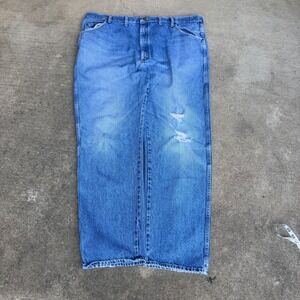 Vintage Wrangler Jeans Mens 46x32 Regular Fit Blue Denim Baggy Workwear Grunge